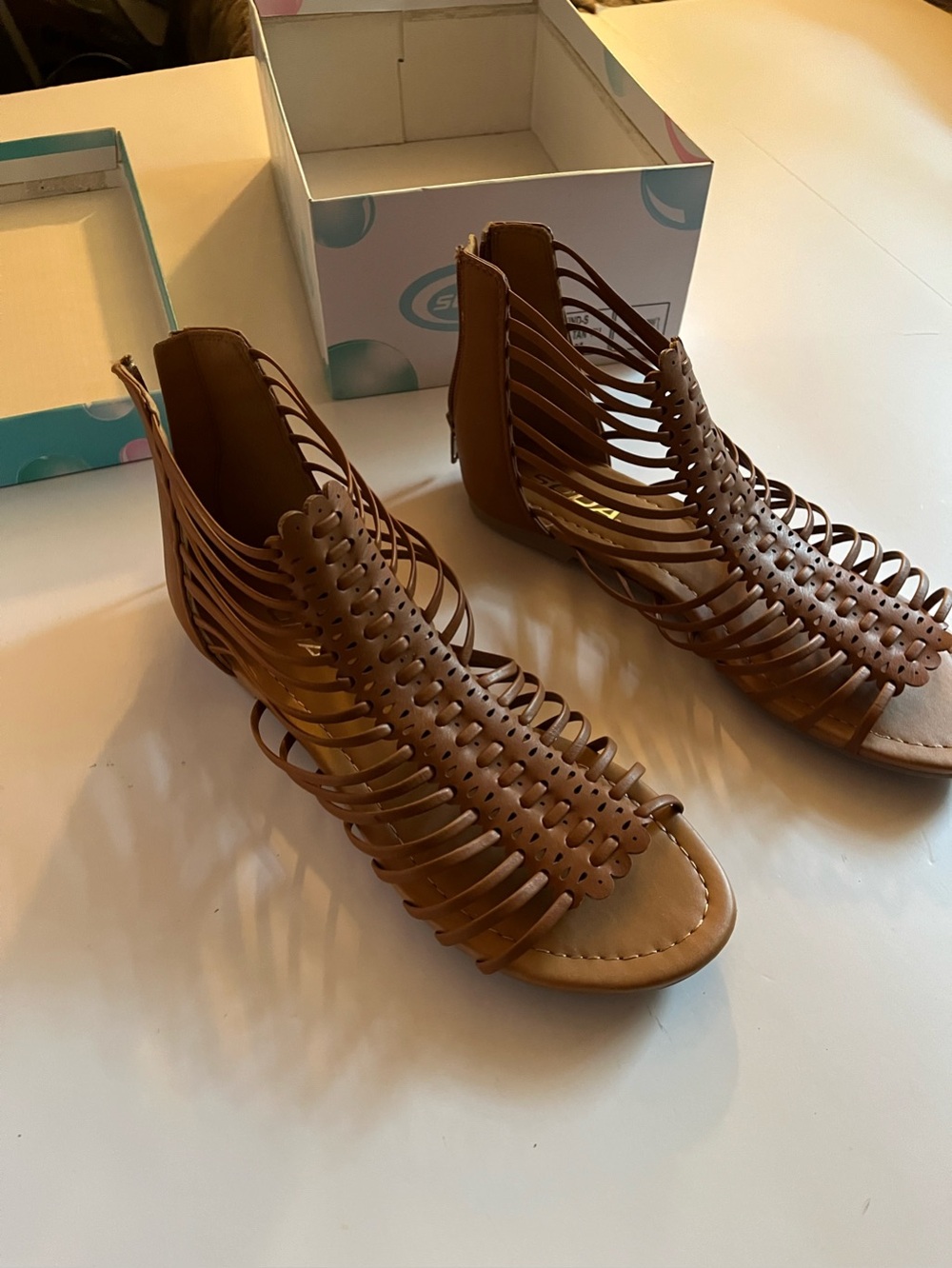 NEW Soda - Strappy Gladiator Sandals - Cognac - Women’s Size 6.5